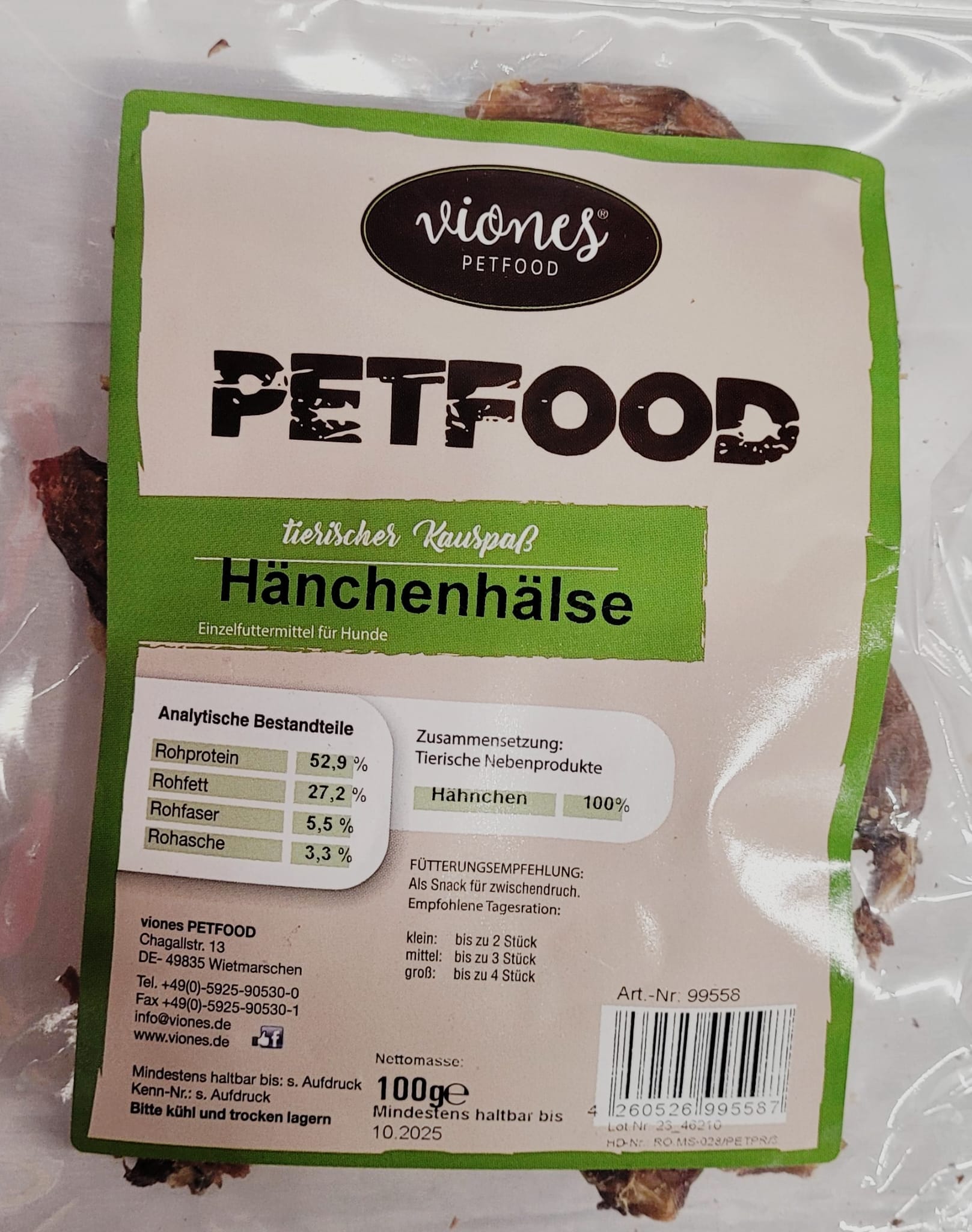 Hundesnack Hähnchenhälse 100g MHD 29.08.27