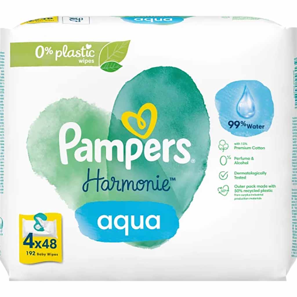 Pampers Feuchttücher Harmonie Aqua 4x48 Tücher, 192 Stück
