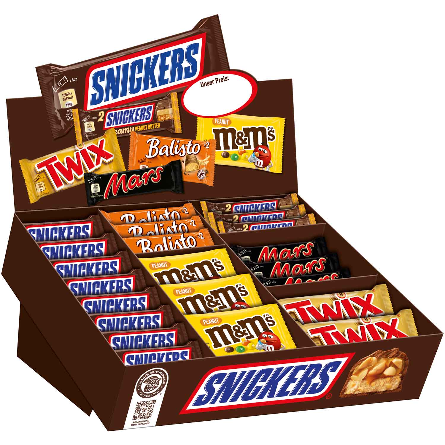 Mars Topseller Box 72 Teile Snickers Twix Mars  Balisto M&Ms 3310g MHD 15.02.26