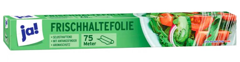 JA! Frischhaltefolie 29 Zentimeter breit 75 Meter Rolle