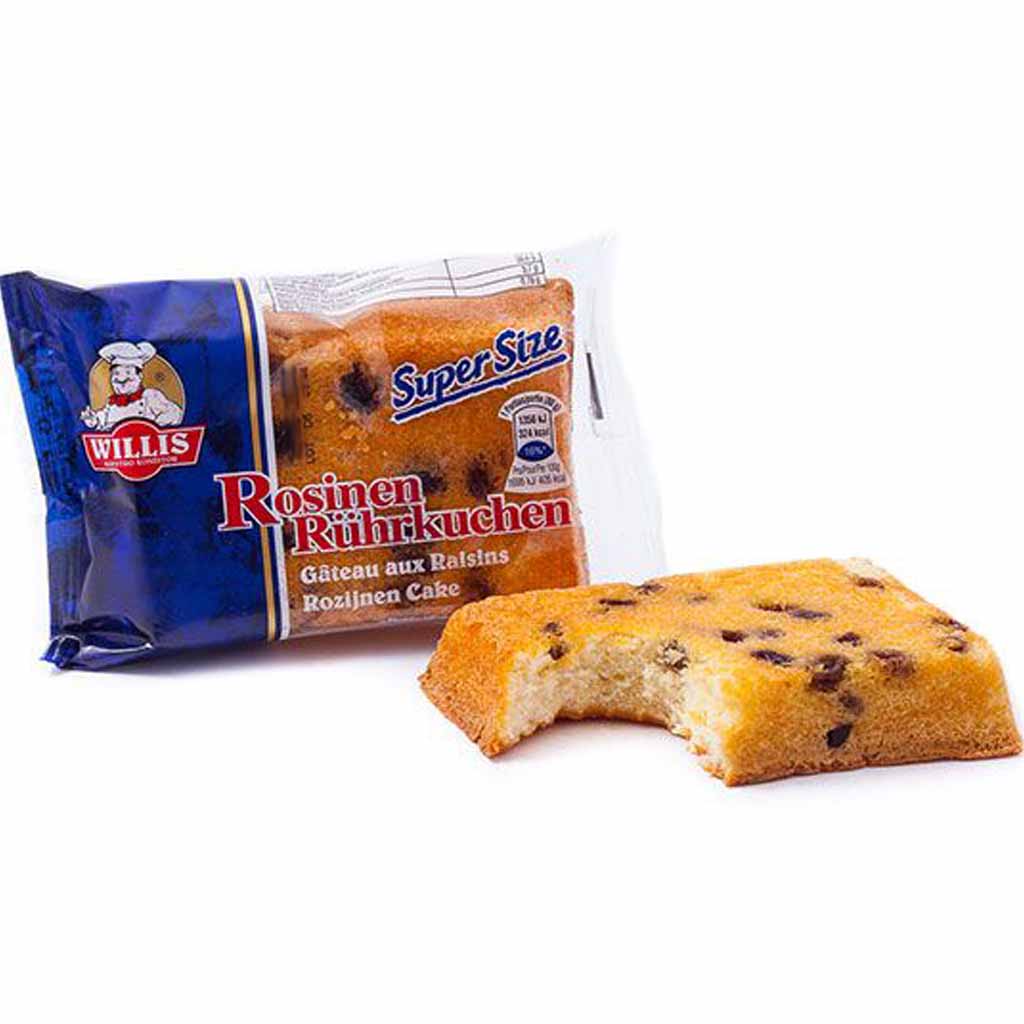 30x Willis Rührkuchen mit Rosinen á 80g=2,4kg MHD 15.12.25