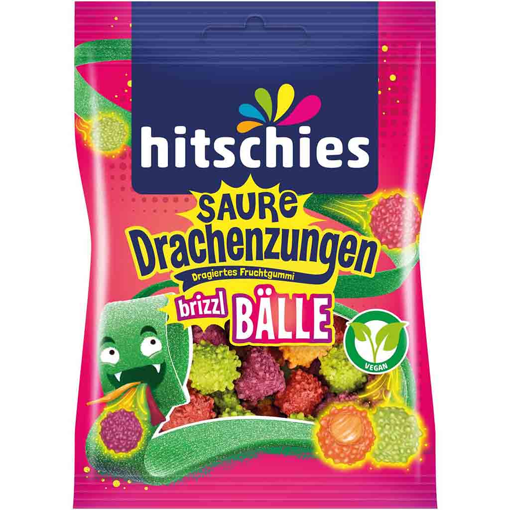 Hitschler Hitschies Saure Drachenzungen brzzl Bälle 100g MHD 30.07.27