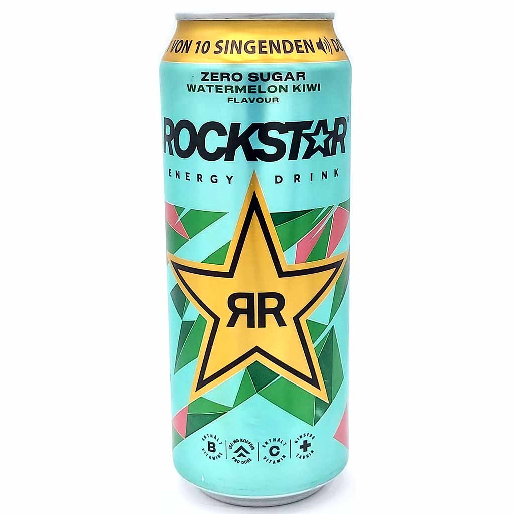 12x Rockstar Energy Drink Zero Sugar Watermelon Kiwi Flavour Dosen 12x500ml=6L, 4062139006854, 4062139006847