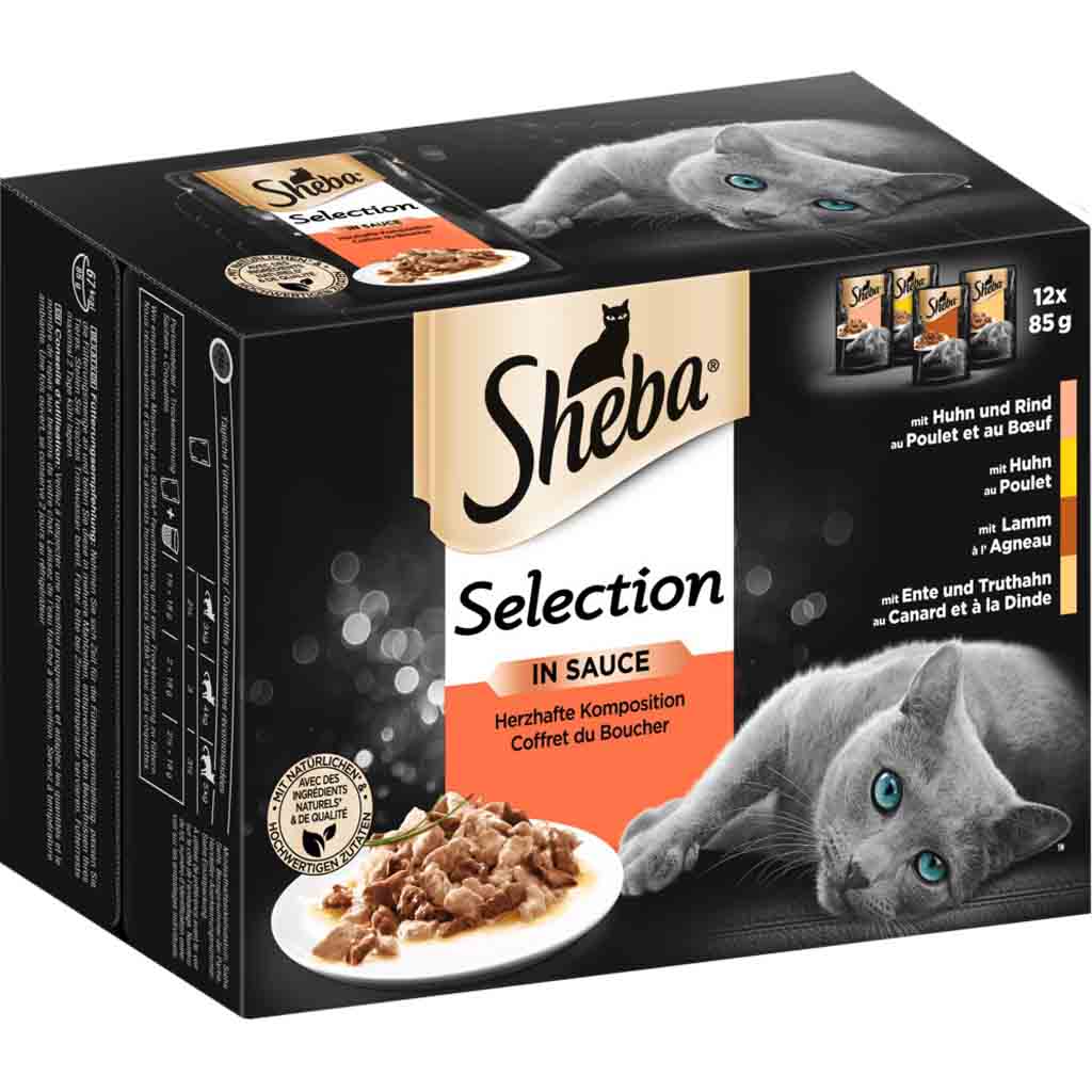 12x Sheba Selection in Sauce herzhafte Komposition á 85g=1020g MHD 04.08.27
