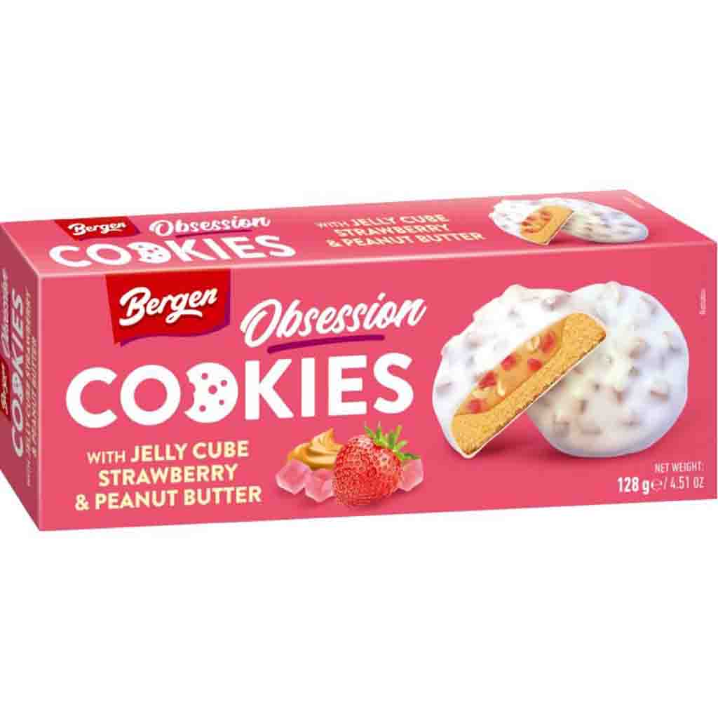 Bergen Obsession Cookies Strawberry & Peanut Butter 128g MHD 28.04.26