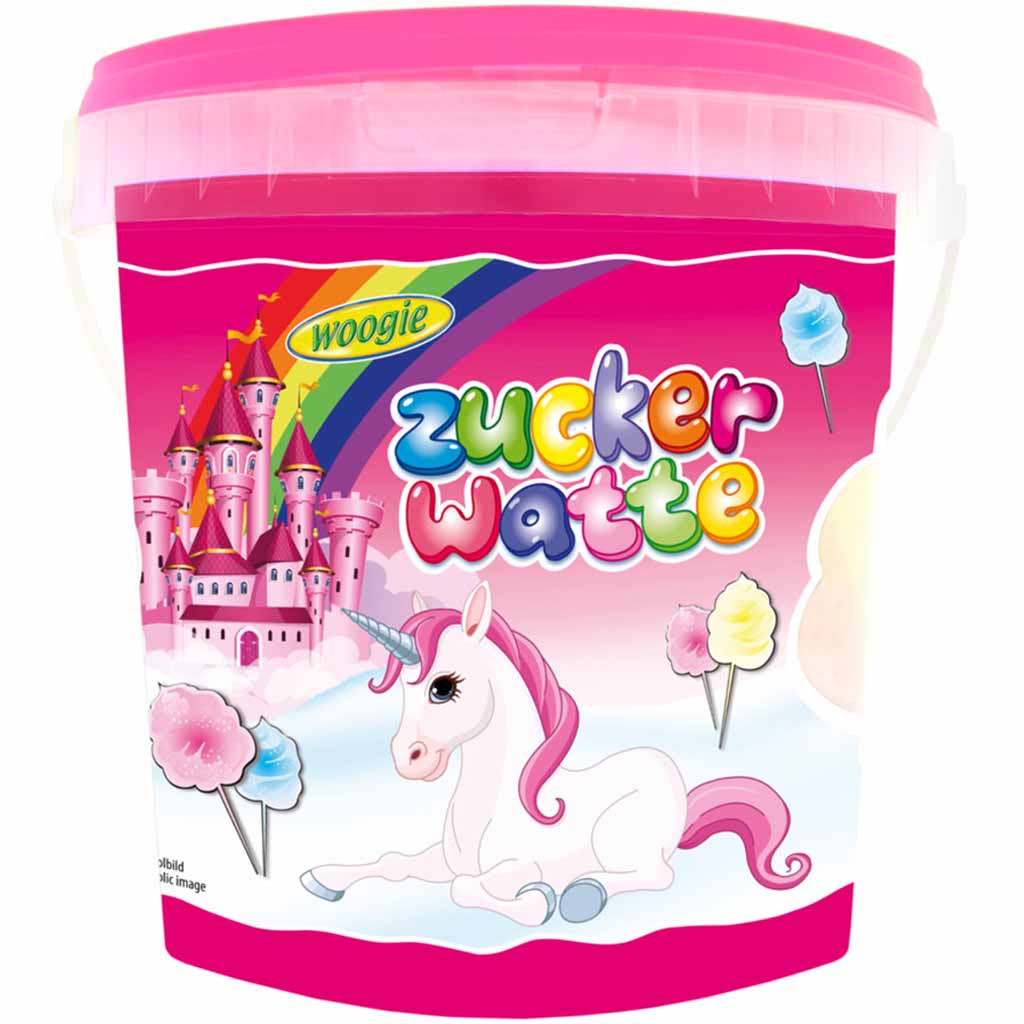 Woogie Einhorn Zuckerwatte Eimer 50g