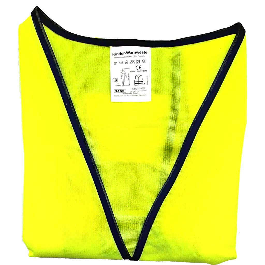 Warnweste Gelb für Kinder bis 140 cm Innen
