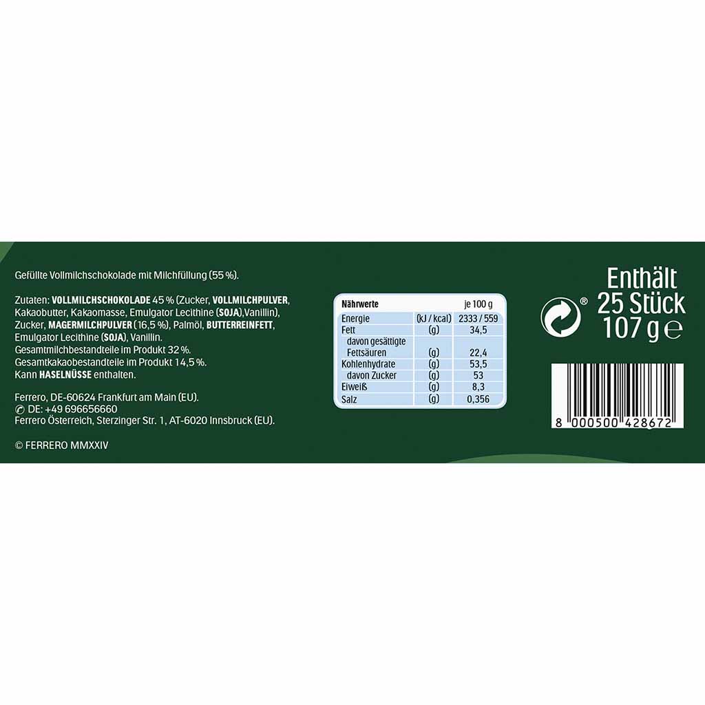 Kinder Love Minischokoladenherzen 107g, 8000500428672, Zutaten