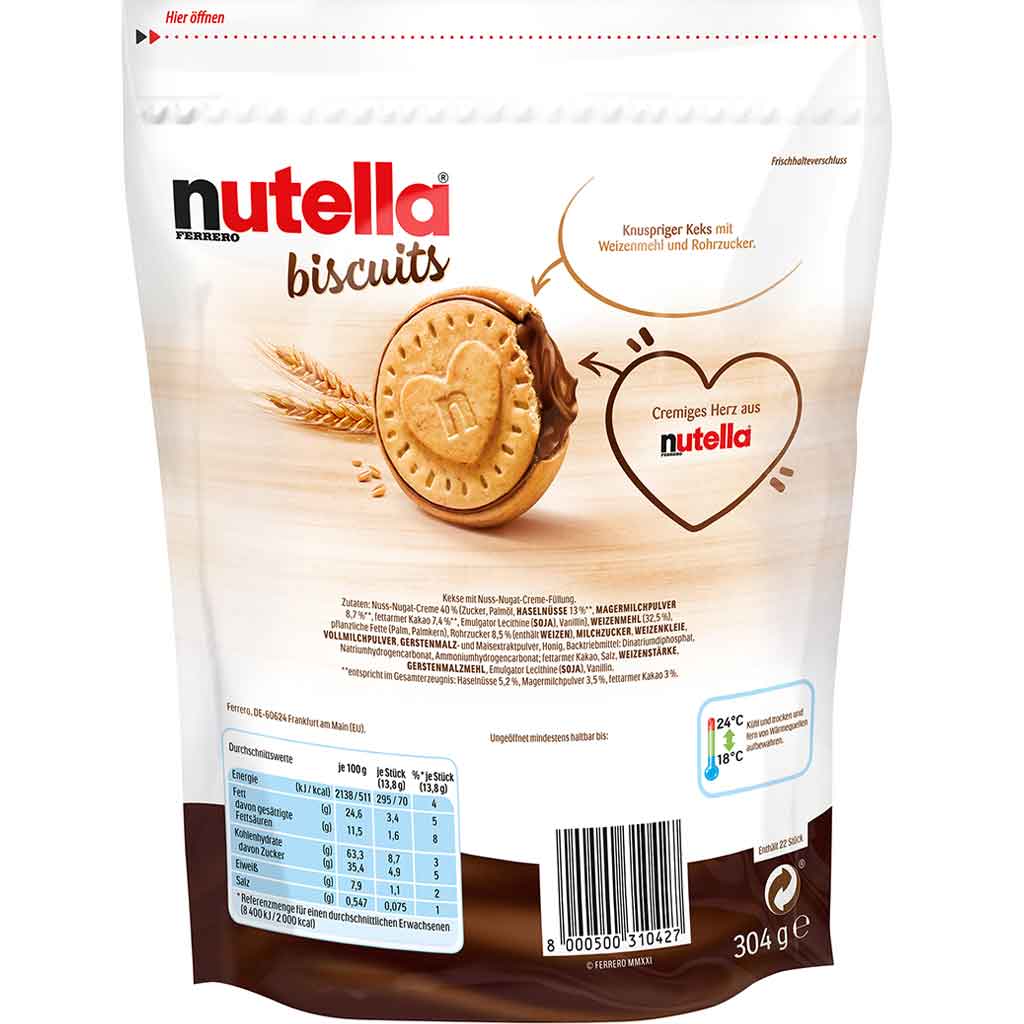 Nutella Biscuits 304g back