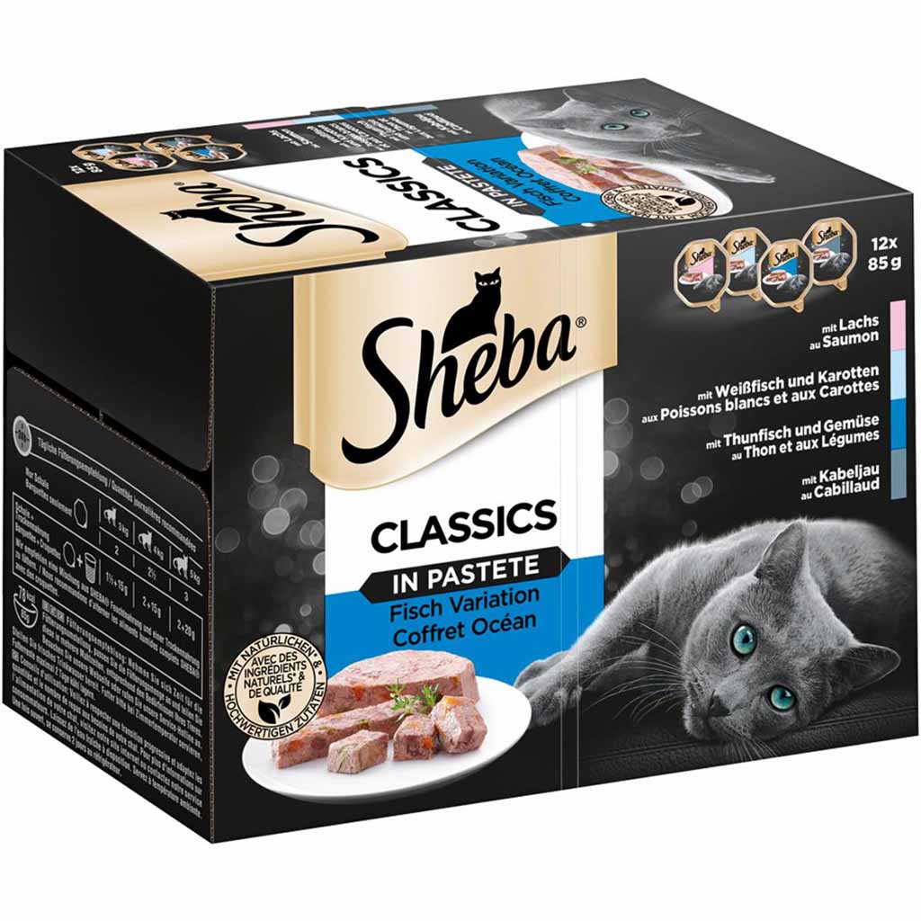12x Sheba Classic in Pastete Fisch Variationen á 85g=1020g MHD 22.07.27