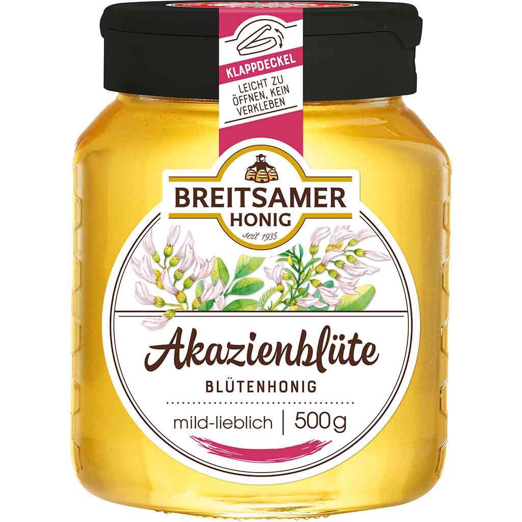 Breitsamer Honig Akazienblüte mild 500g MHD 30.07.27