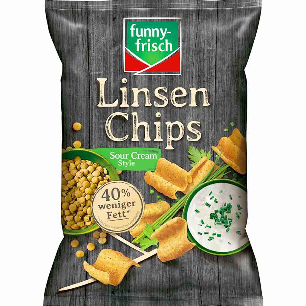 funny frisch Linsen Chips Sour Cream Style 90g MHD 22.12.25