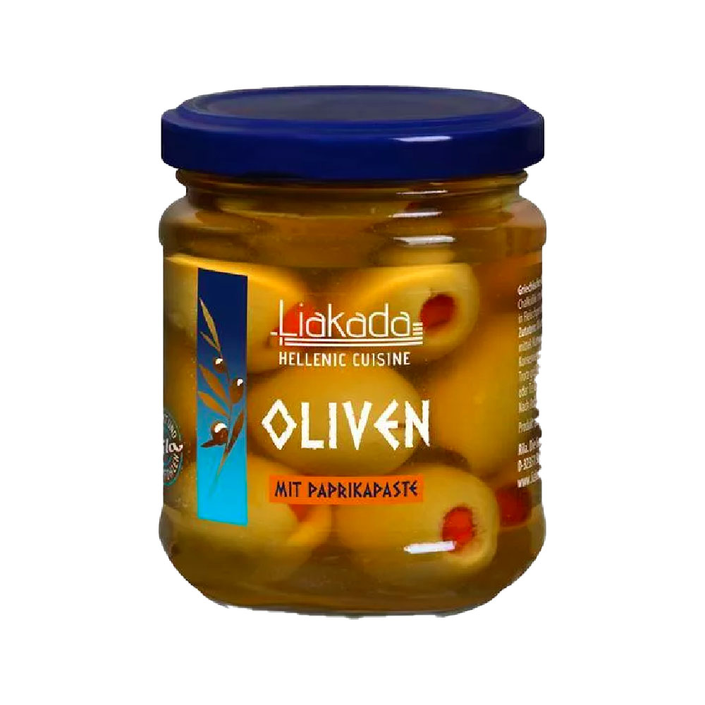Liakada Oliven Mit Paprikapaste 100g MHD 01.11.27
