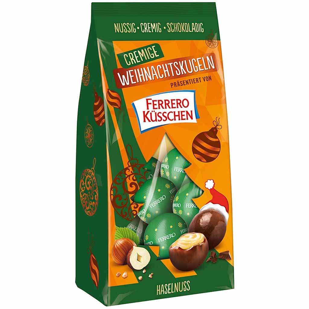 Ferrero Küsschen Cremige Weihnachtskugeln Haselnuss 100g MHD 20.04.26