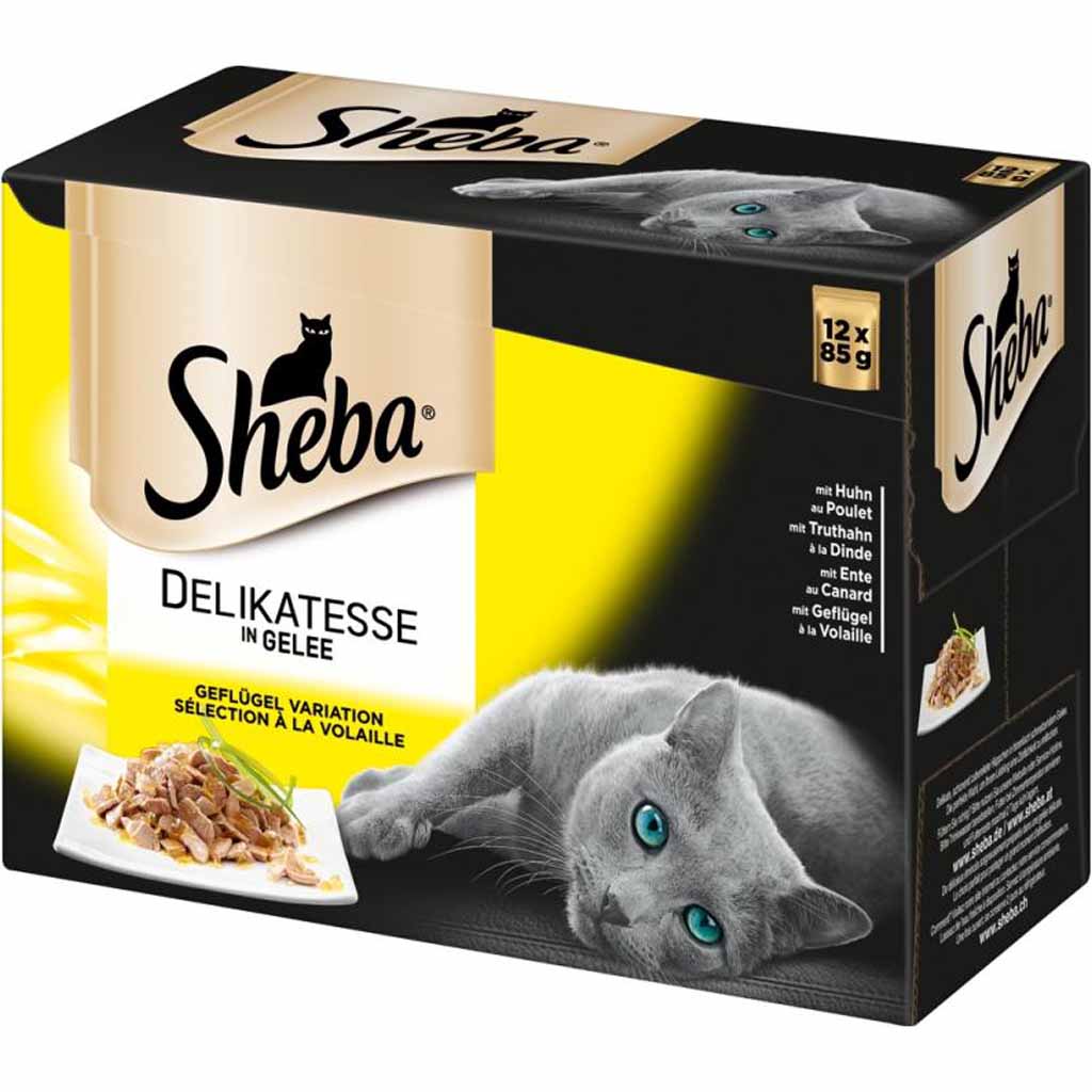 12x Sheba Delikatesse in Gelee Geflügel Variation á 85g=1020g MHD 17.08.27
