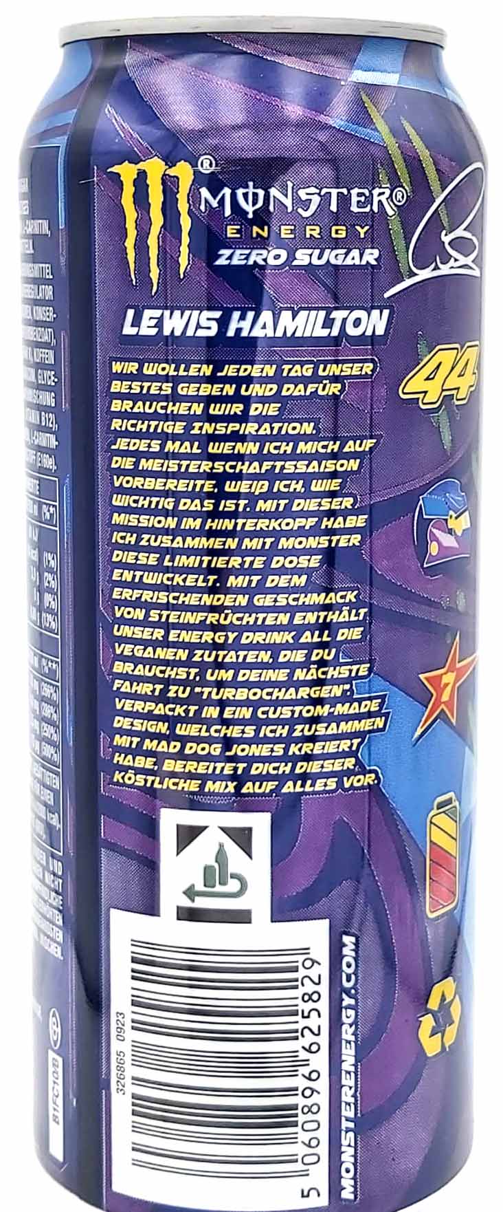 Monster Energy Zero Sugar 12 x 0,5 l = 6L - Lewis Hamilton 44, 5060896625829