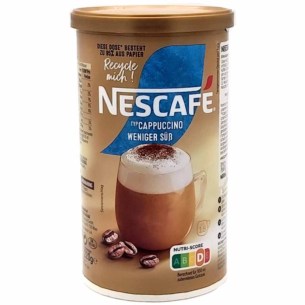 Nescafe Cappuccino weniger Süss 220g Dose