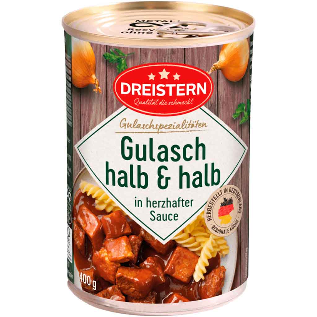 Dreistern Hausmacher Gulasch halb & halb 400g MHD 16.06.28