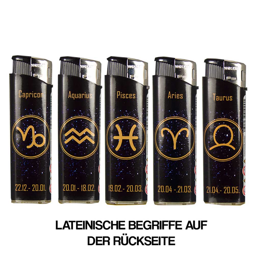 TobaliQ Elektronik Feuerzeug Sternzeichen Rückseite