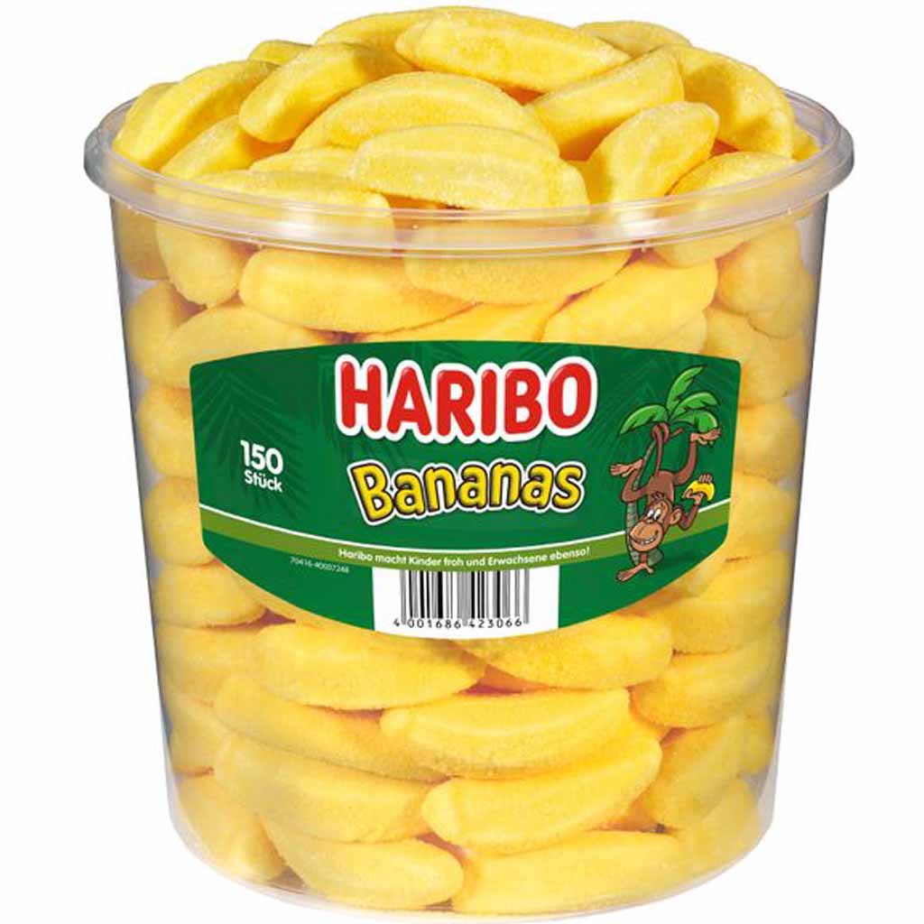 Haribo Bananas ,150er Dose, 1050g,  Schaumzucker, 4001686423066