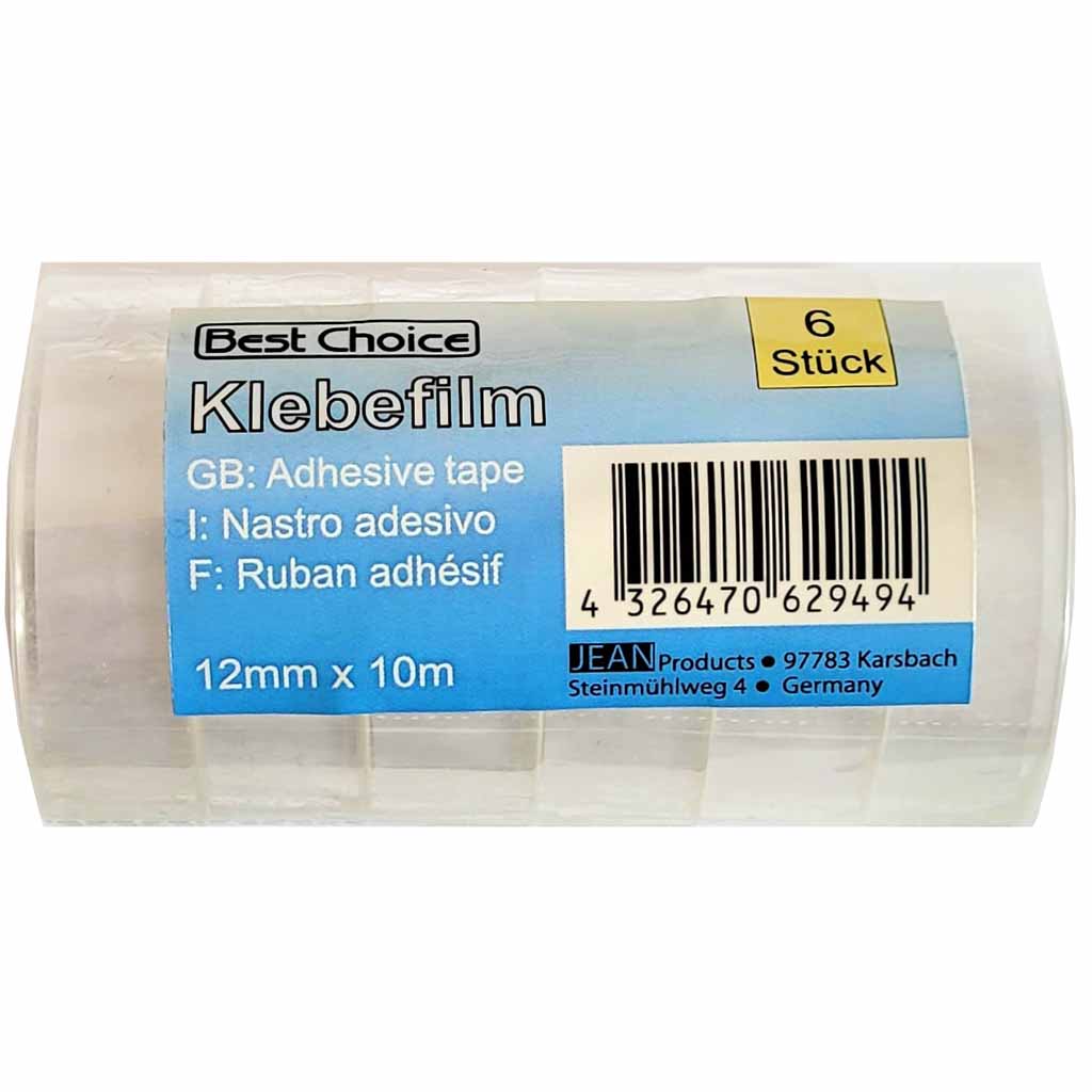 Best Choice Klebefilm 6 Rollen a 10 Meter 12mm breit