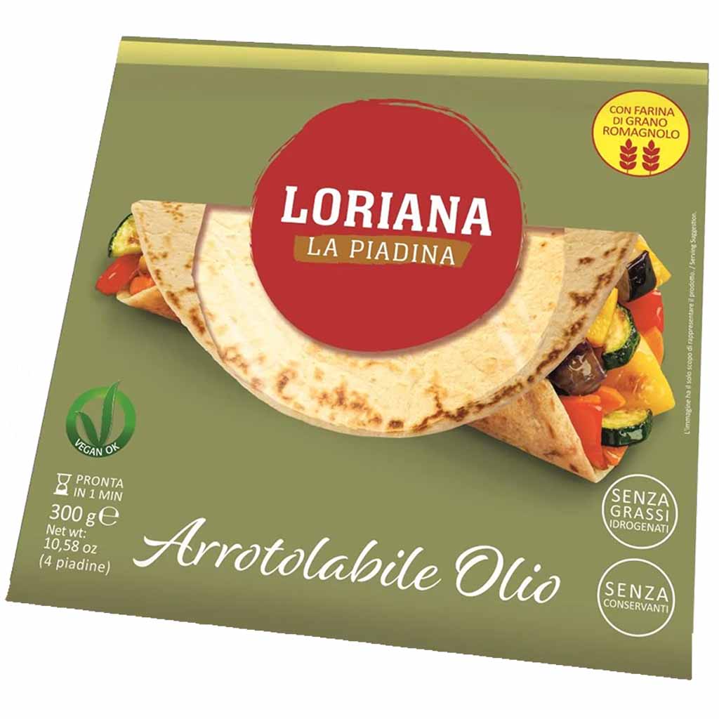 Loriana la Piadina Arrotolabile Olio Fladenbrot aus Italien 300g MHD 02.03.26