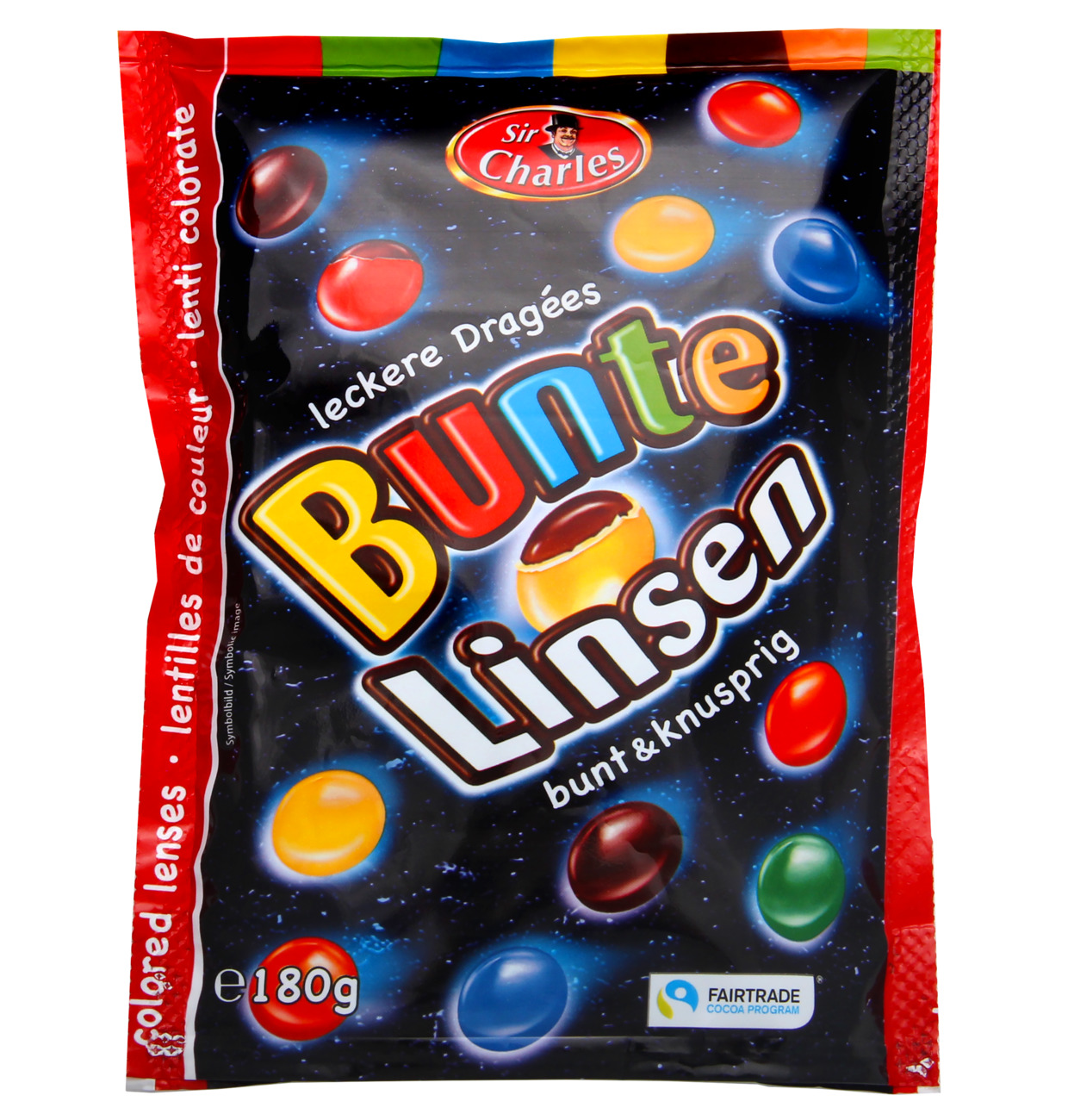 Sir Charles Bunte Schokoladelinsen mit Milchschokolade 180g MHD 02.02.27