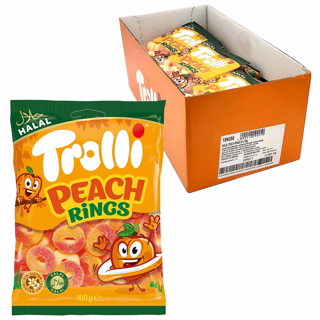 Trolli Peach Rings 30x100g=3kg MHD 04.01.27