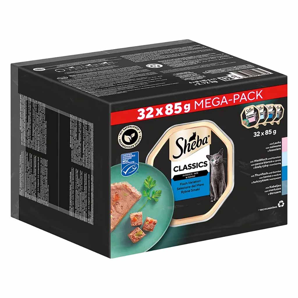 32x Sheba Fisch Varietäten Schälchen Mega Pack á 85g = 2720g MHD 23.05.26