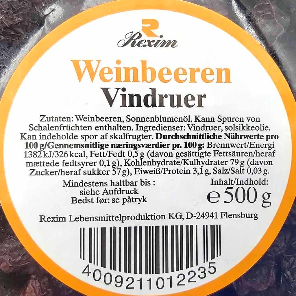 Rexim Weinbeeren 500g, 4009211012235