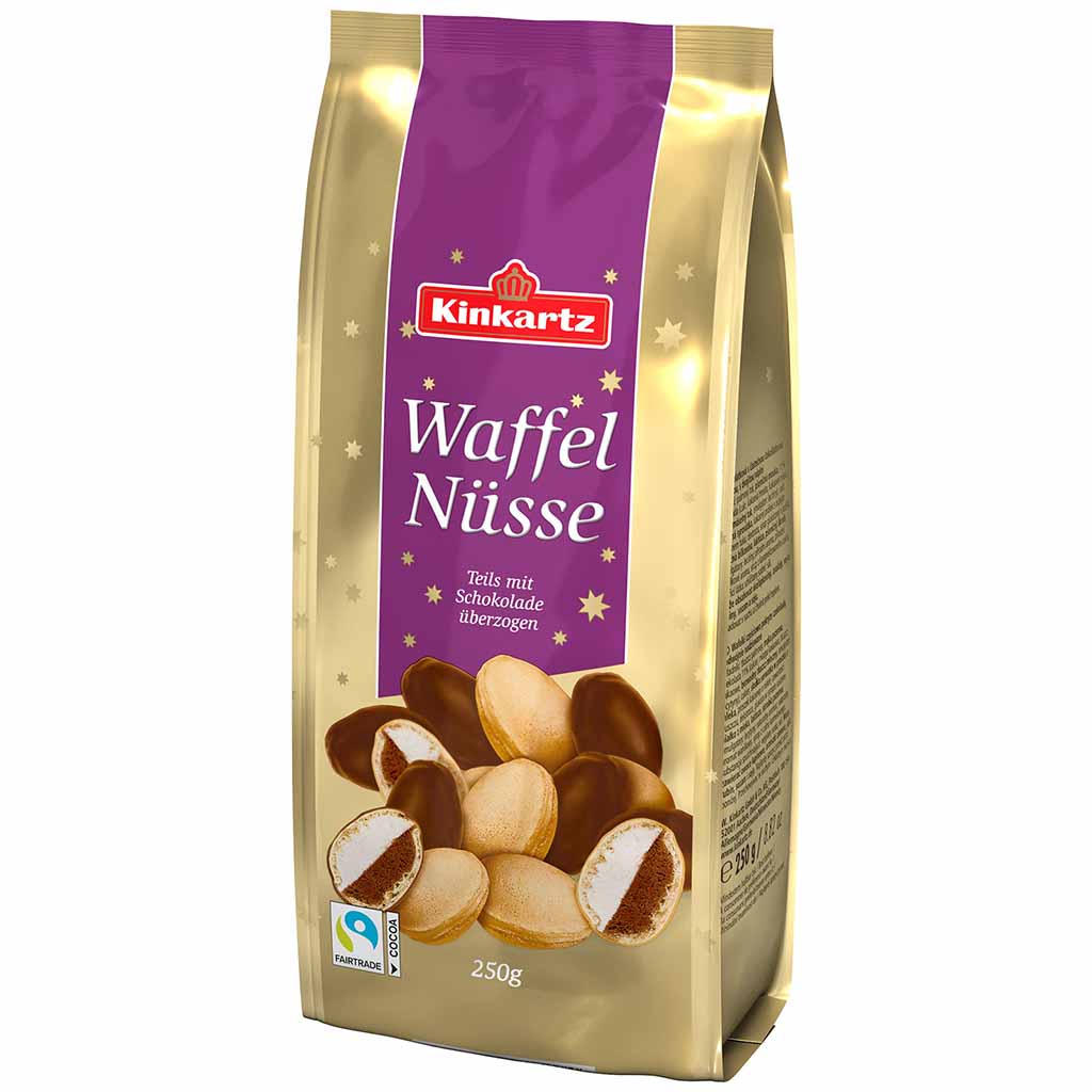 Kinkartz Waffelnüsse teilschokoliert 250g MHD 30.05.26