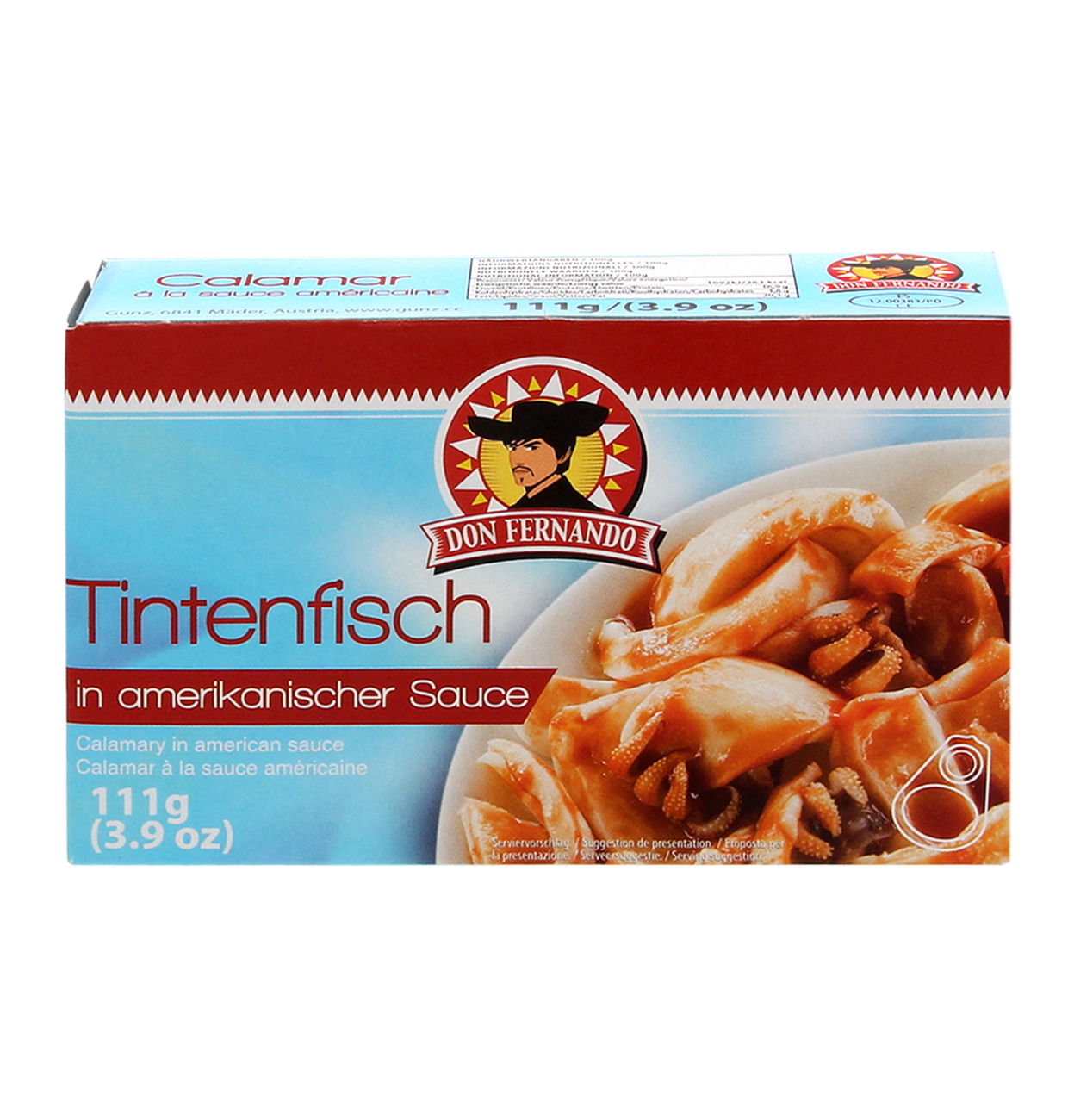 Don Fernando Tintenfisch in amerikanischer Sauce 111g MHD 13.03.28