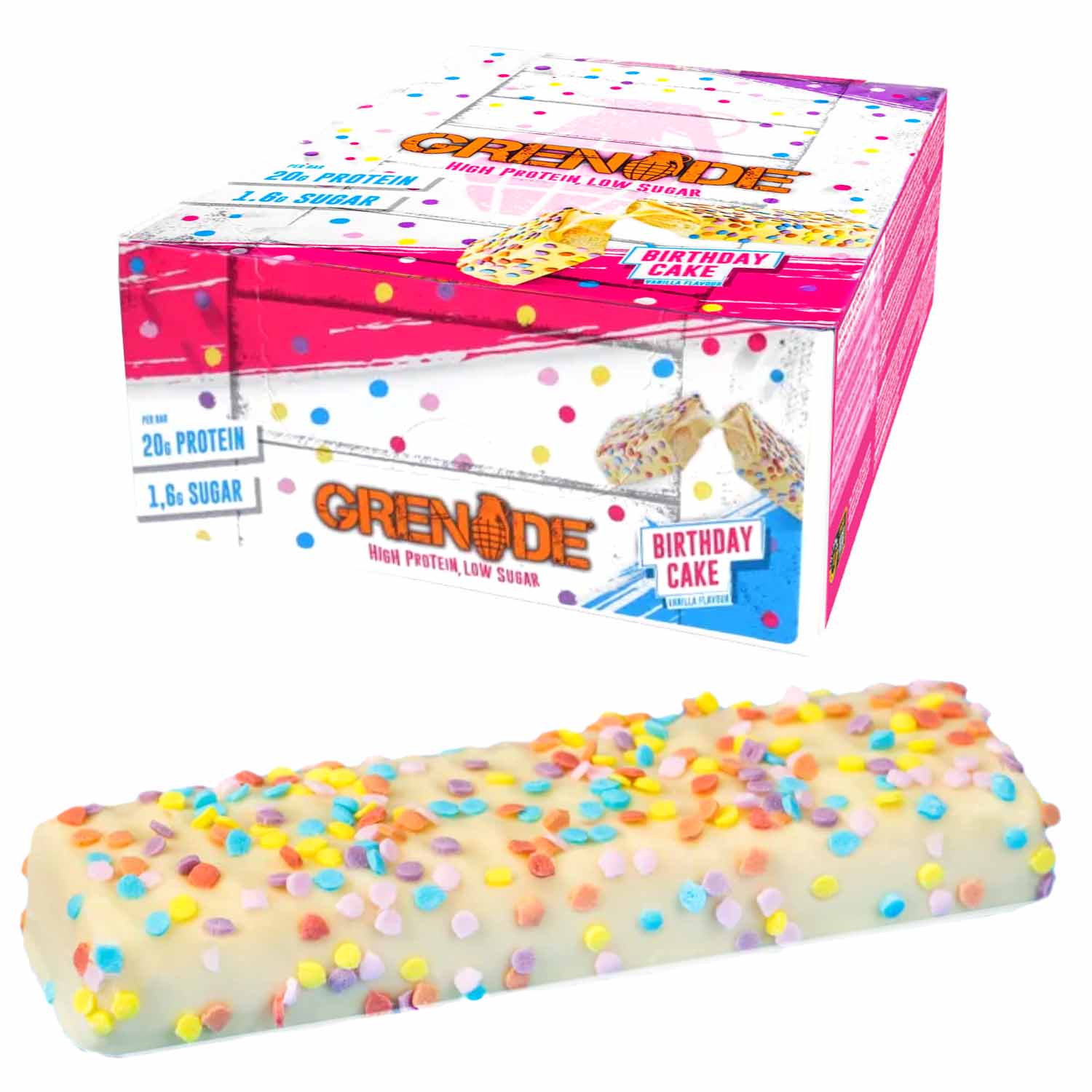 Grenade Birthday Cake Protein Bar 12 x 60g, 720g, 5060221208055