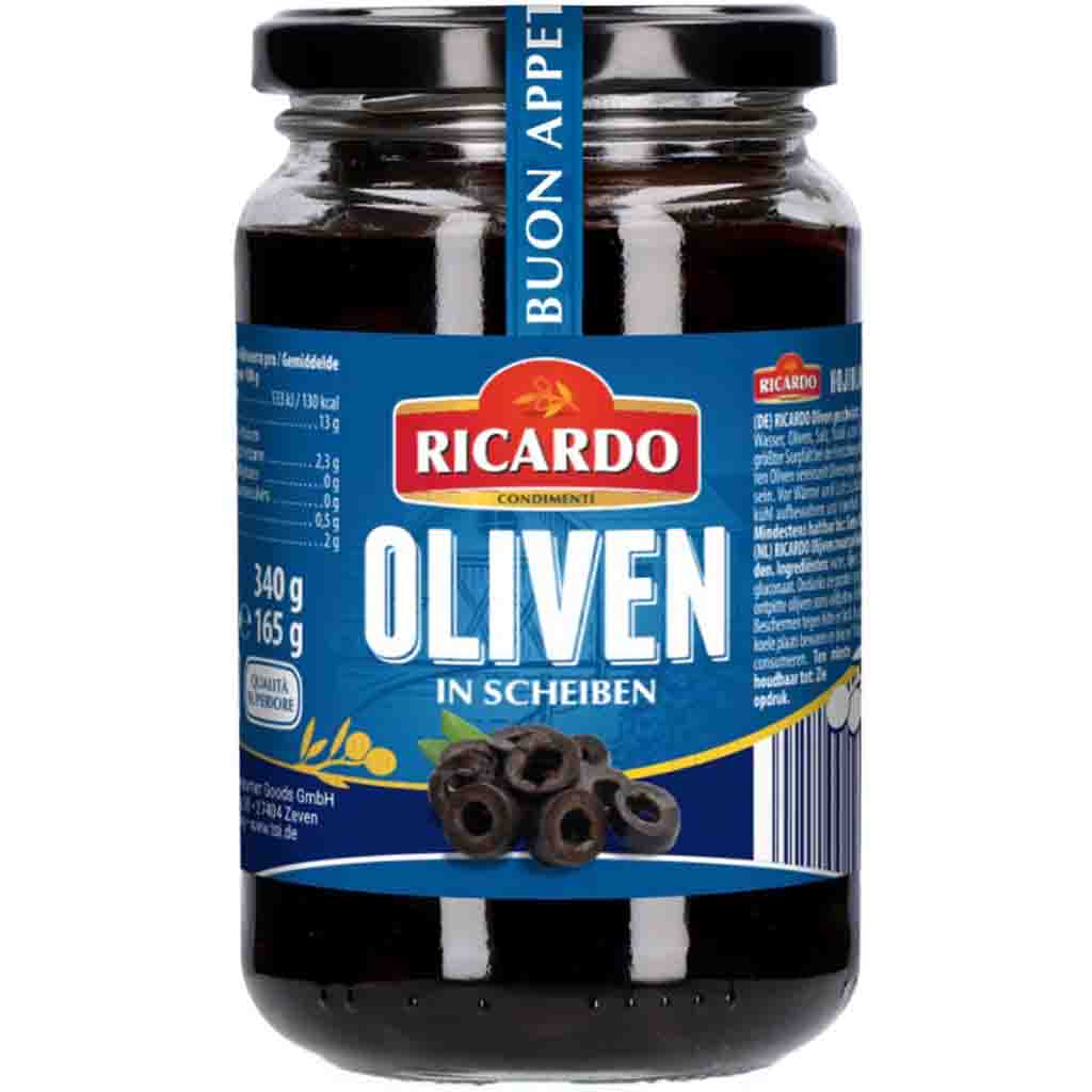 Ricardo Hojiblanca Oliven schwarz in Scheiben 165g MHD 17.06.27