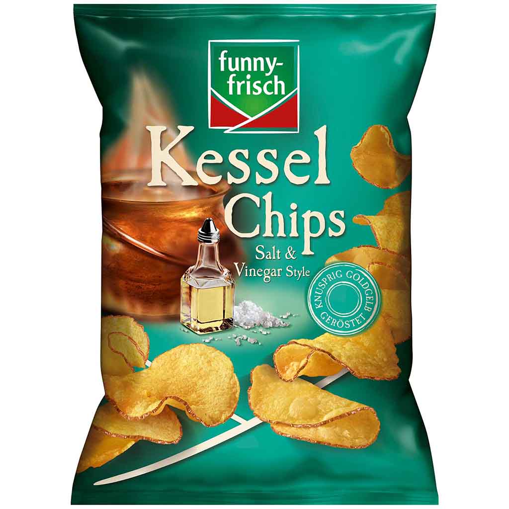 funny frisch Kessel Chips Salt & Vingar Style 120g MHD 06.10.25