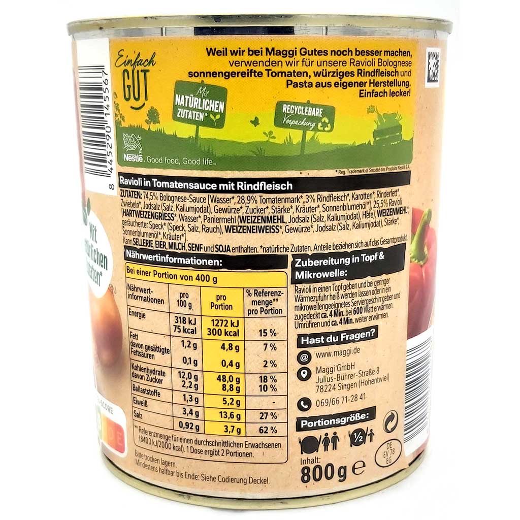 Maggi Linseneintopf mit Speck 800g  back 8445290145567