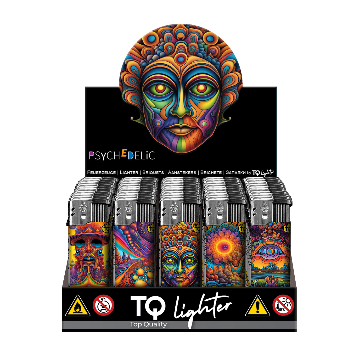 50x TobaliQ Elektronikfeuerzeug Psych Edelic