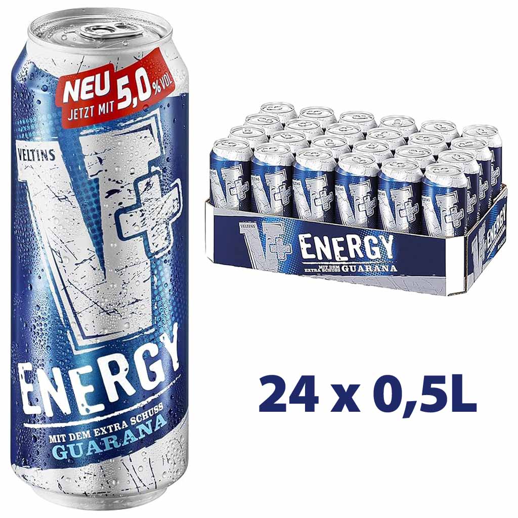 24x VELTINS V+ Energy GUARANA 5,0% vol, 0,5L Dosen, 4005249001265, 4005249001272