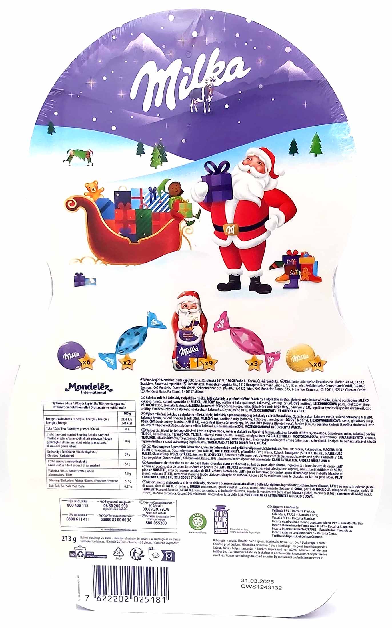 Milka Snow Mix Adventskalender 213g, 7622202025181, back