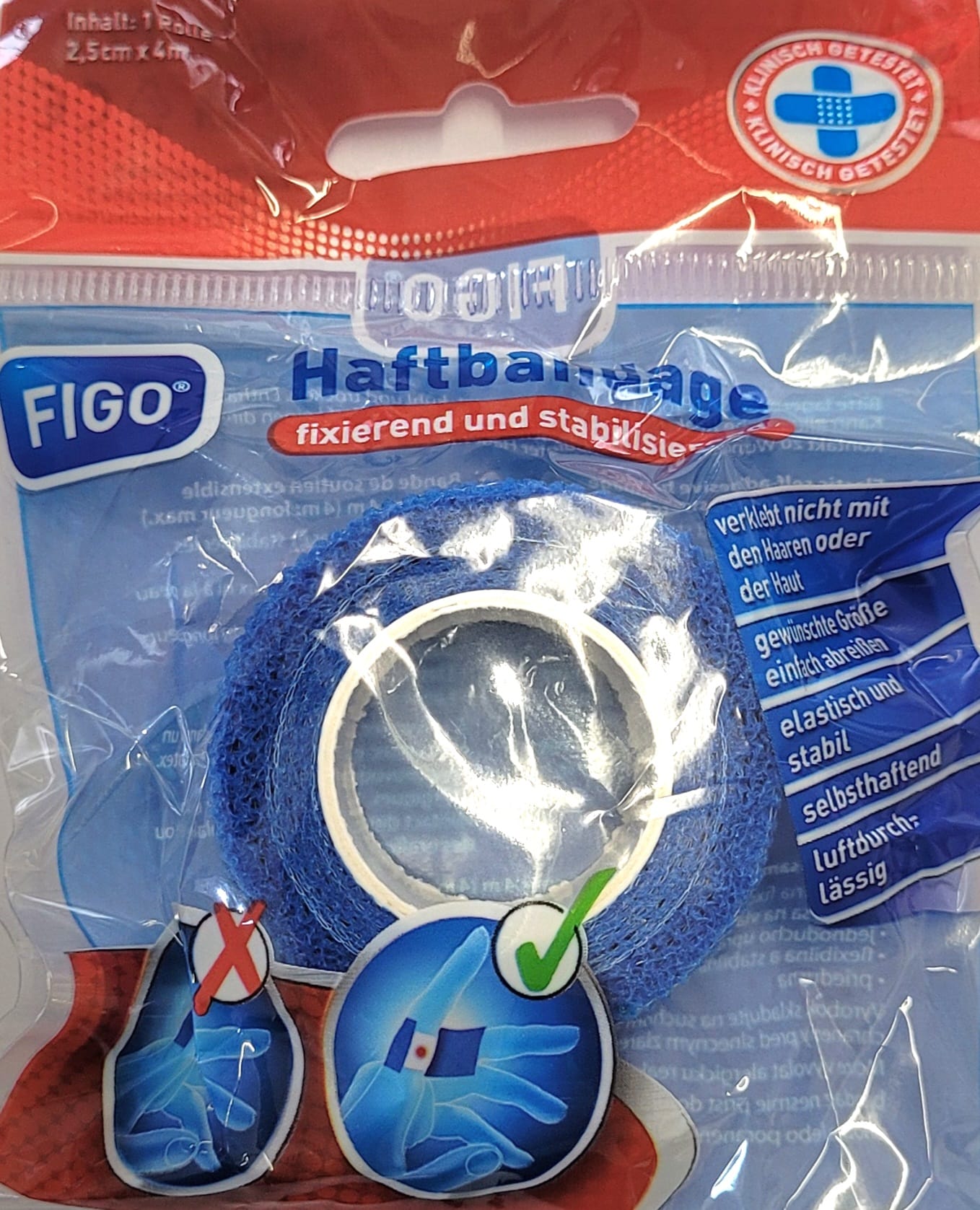 Selbsthaftende Bandage 2,5 cm x 4m MHD 30.08.28