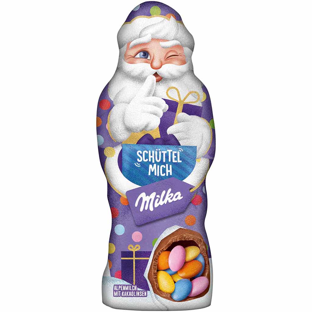Milka Weihnachtsmann "Schüttel Mich" Alpenmilch mit Kakaolinsen 61g