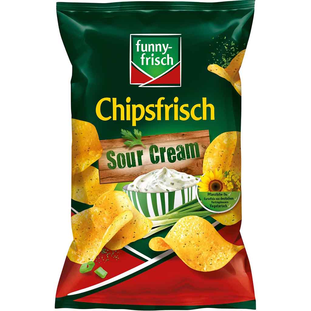 funny frisch Chipsfrisch Sour Cream 150g MHD 22.12.25