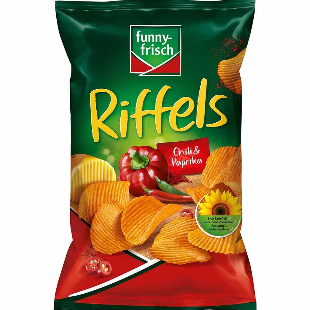 funny frisch Riffels Chili & Paprika 150g MHD 08.12.25