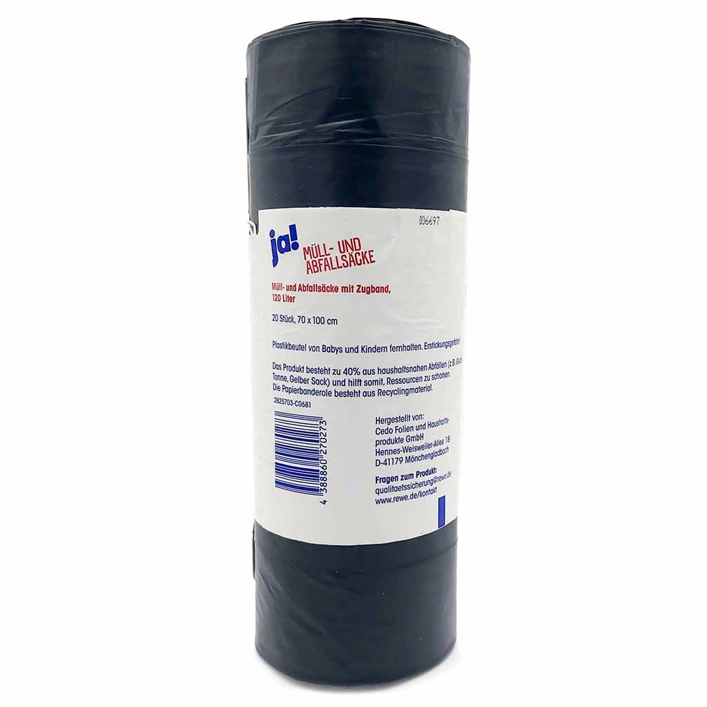 JA! Müll- und Abfallsäcke Rolle je 70x100cm 120l 20 Stück, 4388860270273