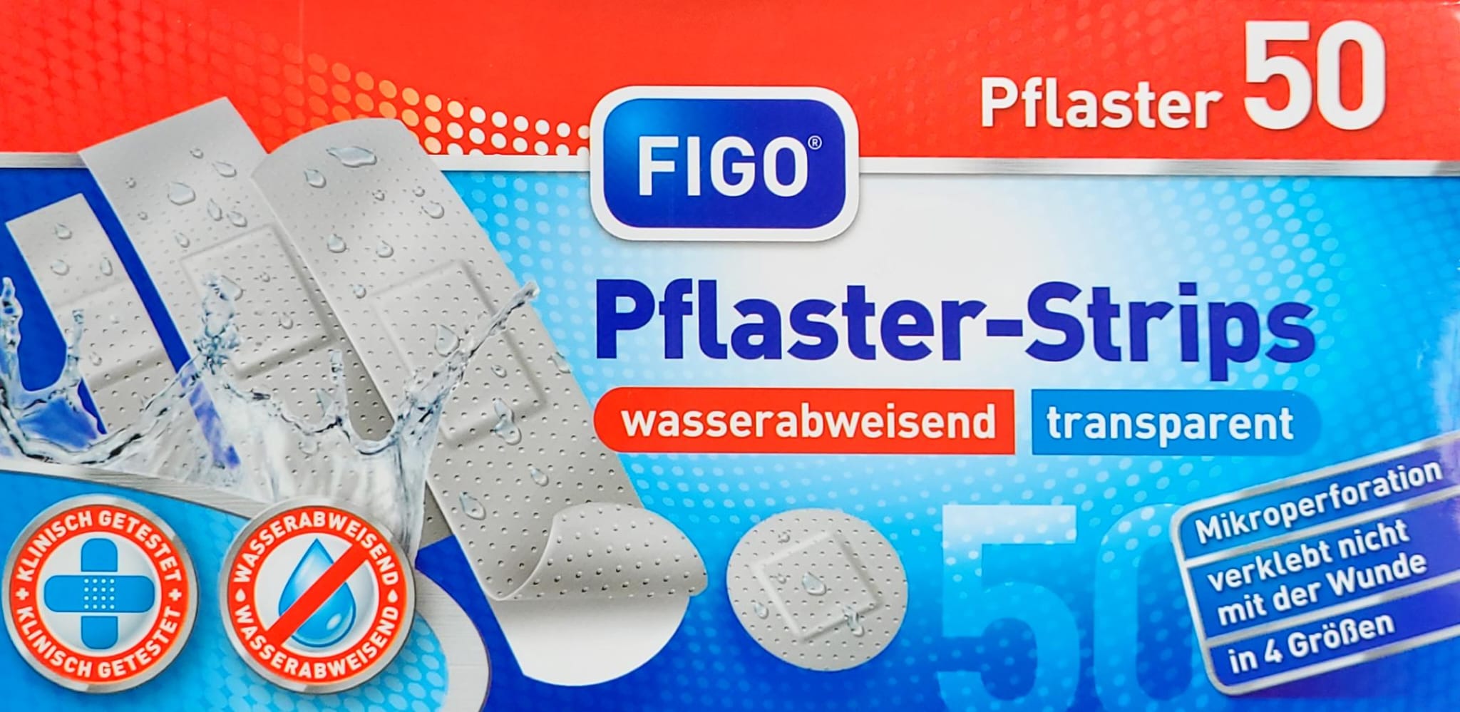 Pflaster-Strips 50 Stück Transparent wasserabweisend MHD 30.09.28