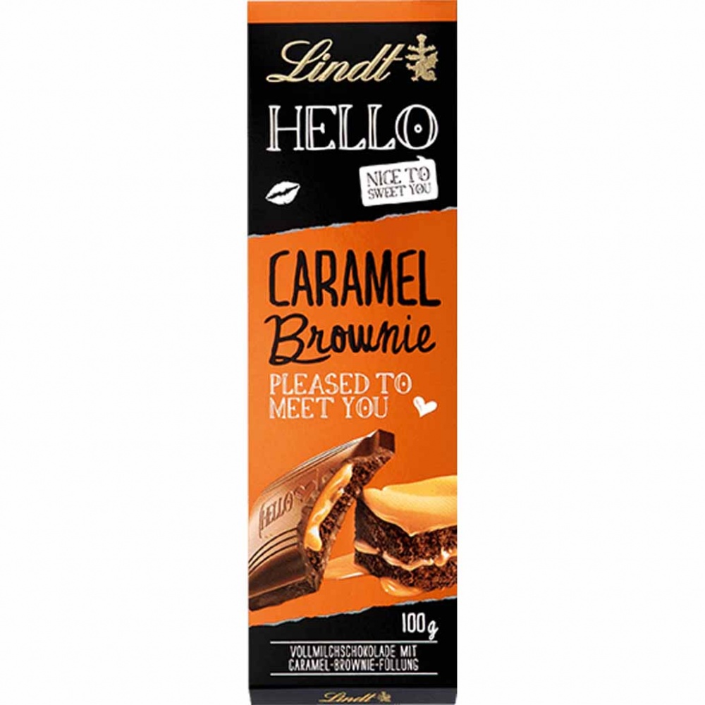 Lindt Hello Caramel Brownie Tafelschokolade 100g MHD 30.03.26