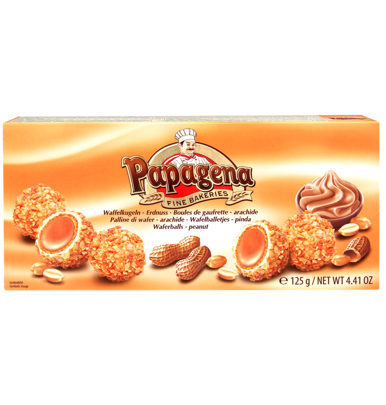 Papagena Waffelkugeln mit Erdnuss 125g MHD 08.05.26
