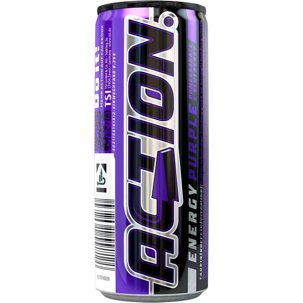 24x Action Energy Drink Purple DOSE á 250ml=6L