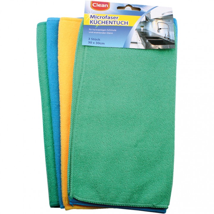 Microfasertücher CLEAN 3er 30x30cm farbig sortiert