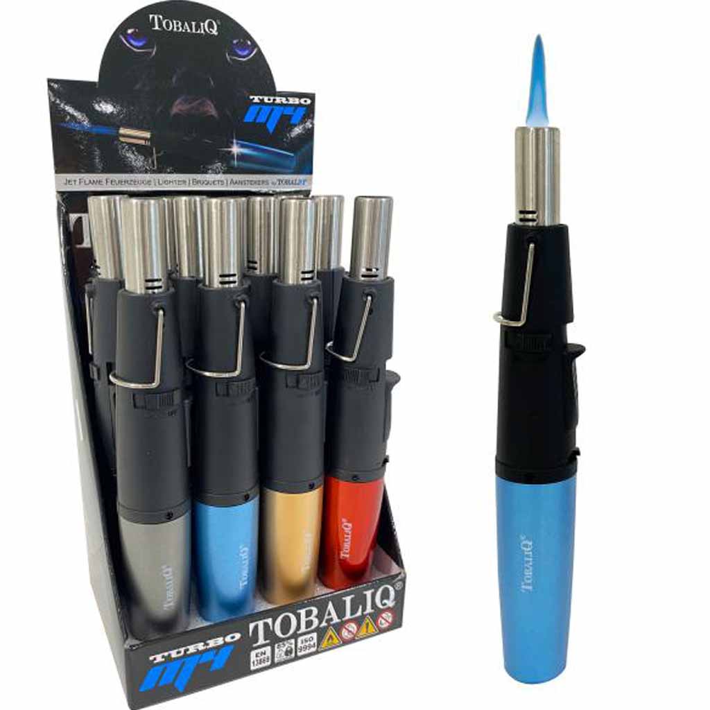 12x TobaliQ Jetflame Brenner -Torch lighter M4 - mit Halter & Standfuß